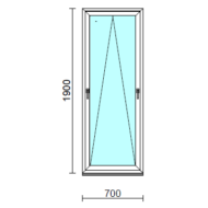 Kétkilincses bukó ablak.   70x190 cm (Rendelhető méretek: szélesség 65- 74 cm, magasság 185-194 cm.)  New Balance 85 profilból