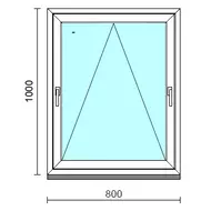 Kétkilincses bukó ablak.   80x100 cm (Rendelhető méretek: szélesség 75- 84 cm, magasság 95-104 cm.)   Green 76 profilból