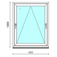 Kétkilincses bukó ablak.   80x100 cm (Rendelhető méretek: szélesség 75- 84 cm, magasság 95-104 cm.)  New Balance 85 profilból