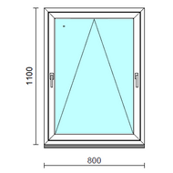 Kétkilincses bukó ablak.   80x110 cm (Rendelhető méretek: szélesség 75- 84 cm, magasság 105-114 cm.)   Green 76 profilból