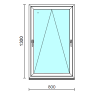 Kétkilincses bukó ablak.   80x130 cm (Rendelhető méretek: szélesség 75- 84 cm, magasság 125-134 cm.)   Green 76 profilból
