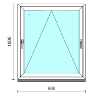 Kétkilincses bukó ablak.   90x100 cm (Rendelhető méretek: szélesség 85- 90 cm, magasság 95-104 cm.) Deluxe A85 profilból