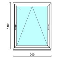 Kétkilincses bukó ablak.   90x110 cm (Rendelhető méretek: szélesség 85- 90 cm, magasság 105-114 cm.) Deluxe A85 profilból