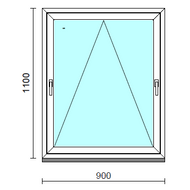 Kétkilincses bukó ablak.   90x110 cm (Rendelhető méretek: szélesség 85- 90 cm, magasság 105-114 cm.) Deluxe A85 profilból