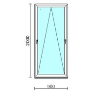 Kétkilincses bukó ablak.   90x200 cm (Rendelhető méretek: szélesség 85- 90 cm, magasság 195-200 cm.) Deluxe A85 profilból
