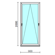 Kétkilincses bukó ablak.   90x200 cm (Rendelhető méretek: szélesség 85- 90 cm, magasság 195-200 cm.)   Green 76 profilból