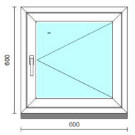 Nyíló ablak.   60x 60 cm (Rendelhető méretek: szélesség 55- 64 cm, magasság 55- 64 cm.) Deluxe A85 profilból