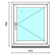 Nyíló ablak.   60x 70 cm (Rendelhető méretek: szélesség 55- 64 cm, magasság 65- 74 cm.) Deluxe A85 profilból