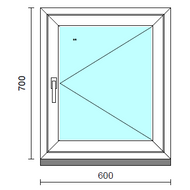 Nyíló ablak.   60x 70 cm (Rendelhető méretek: szélesség 55- 64 cm, magasság 65- 74 cm.) Deluxe A85 profilból
