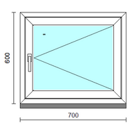 Nyíló ablak.   70x 60 cm (Rendelhető méretek: szélesség 65- 74 cm, magasság 55- 64 cm.) Deluxe A85 profilból