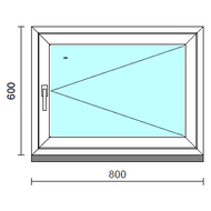 Nyíló ablak.   80x 60 cm (Rendelhető méretek: szélesség 75- 84 cm, magasság 55- 64 cm.) Deluxe A85 profilból