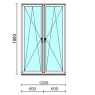 TO Bny-Bny ablak.  120x190 cm (Rendelhető méretek: szélesség 120-124 cm, magasság 185-190 cm.) Deluxe A85 profilból