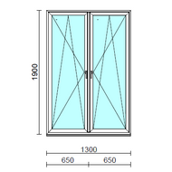 TO Bny-Bny ablak.  130x190 cm (Rendelhető méretek: szélesség 125-134 cm, magasság 185-190 cm.) Deluxe A85 profilból