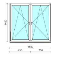 TO Bny-Bny ablak.  150x140 cm (Rendelhető méretek: szélesség 145-154 cm, magasság 135-144 cm.) Deluxe A85 profilból