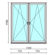 TO Bny-Bny ablak.  150x170 cm (Rendelhető méretek: szélesség 145-154 cm, magasság 165-174 cm.) Deluxe A85 profilból