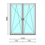TO Bny-Bny ablak.  150x180 cm (Rendelhető méretek: szélesség 145-154 cm, magasság 175-184 cm.) Deluxe A85 profilból