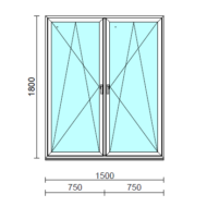 TO Bny-Bny ablak.  150x180 cm (Rendelhető méretek: szélesség 145-154 cm, magasság 175-184 cm.)   Green 76 profilból