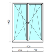 TO Bny-Bny ablak.  150x190 cm (Rendelhető méretek: szélesség 145-154 cm, magasság 185-190 cm.) Deluxe A85 profilból