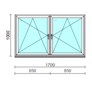 TO Bny-Bny ablak.  170x100 cm (Rendelhető méretek: szélesség 165-174 cm, magasság 95-104 cm.)   Green 76 profilból