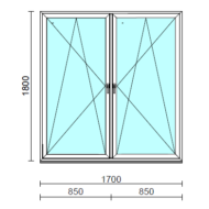 TO Bny-Bny ablak.  170x180 cm (Rendelhető méretek: szélesség 165-174 cm, magasság 175-184 cm.)   Optima 76 profilból