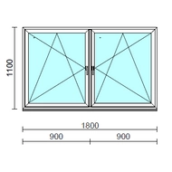 TO Bny-Bny ablak.  180x110 cm (Rendelhető méretek: szélesség 175-184 cm, magasság 105-114 cm.)   Green 76 profilból