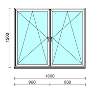 TO Bny-Bny ablak.  180x150 cm (Rendelhető méretek: szélesség 175-184 cm, magasság 145-154 cm.)   Green 76 profilból