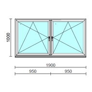 TO Bny-Bny ablak.  190x100 cm (Rendelhető méretek: szélesség 185-194 cm, magasság 95-104 cm.) Deluxe A85 profilból