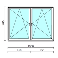 TO Bny-Bny ablak.  190x140 cm (Rendelhető méretek: szélesség 185-194 cm, magasság 135-144 cm.)   Green 76 profilból