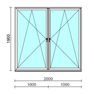TO Bny-Bny ablak.  200x190 cm (Rendelhető méretek: szélesség 195-204 cm, magasság 185-190 cm.) Deluxe A85 profilból