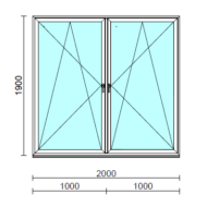 TO Bny-Bny ablak.  200x190 cm (Rendelhető méretek: szélesség 195-204 cm, magasság 185-190 cm.)   Green 76 profilból