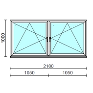 TO Bny-Bny ablak.  210x100 cm (Rendelhető méretek: szélesség 205-214 cm, magasság 95-104 cm.)   Green 76 profilból