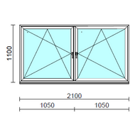 TO Bny-Bny ablak.  210x110 cm (Rendelhető méretek: szélesség 205-214 cm, magasság 105-114 cm.) Deluxe A85 profilból