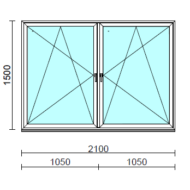 TO Bny-Bny ablak.  210x150 cm (Rendelhető méretek: szélesség 205-214 cm, magasság 145-154 cm.)   Optima 76 profilból