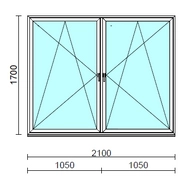 TO Bny-Bny ablak.  210x170 cm (Rendelhető méretek: szélesség 205-214 cm, magasság 165-174 cm.) Deluxe A85 profilból
