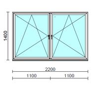 TO Bny-Bny ablak.  220x140 cm (Rendelhető méretek: szélesség 215-224 cm, magasság 135-144 cm.) Deluxe A85 profilból