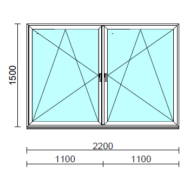 TO Bny-Bny ablak.  220x150 cm (Rendelhető méretek: szélesség 215-224 cm, magasság 145-154 cm.)   Optima 76 profilból