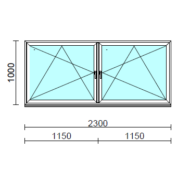 TO Bny-Bny ablak.  230x100 cm (Rendelhető méretek: szélesség 225-234 cm, magasság 95-104 cm.)   Green 76 profilból