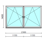 TO Bny-Bny ablak.  230x140 cm (Rendelhető méretek: szélesség 225-234 cm, magasság 135-144 cm.)   Optima 76 profilból