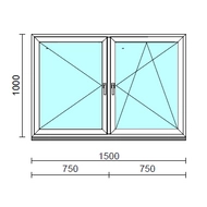 TO Ny-Bny ablak.  150x100 cm (Rendelhető méretek: szélesség 145-154 cm, magasság 95-104 cm.) Deluxe A85 profilból