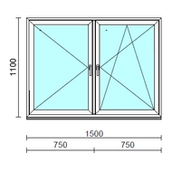 TO Ny-Bny ablak.  150x110 cm (Rendelhető méretek: szélesség 145-154 cm, magasság 105-114 cm.) Deluxe A85 profilból