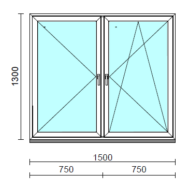 TO Ny-Bny ablak.  150x130 cm (Rendelhető méretek: szélesség 145-154 cm, magasság 125-134 cm.) Deluxe A85 profilból