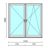 TO Ny-Bny ablak.  150x150 cm (Rendelhető méretek: szélesség 145-154 cm, magasság 145-154 cm.) Deluxe A85 profilból