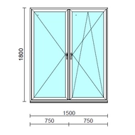 TO Ny-Bny ablak.  150x180 cm (Rendelhető méretek: szélesség 145-154 cm, magasság 175-184 cm.) Deluxe A85 profilból