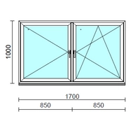 TO Ny-Bny ablak.  170x100 cm (Rendelhető méretek: szélesség 165-174 cm, magasság 95-104 cm.) Deluxe A85 profilból