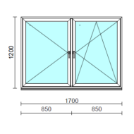 TO Ny-Bny ablak.  170x120 cm (Rendelhető méretek: szélesség 165-174 cm, magasság 115-124 cm.) Deluxe A85 profilból
