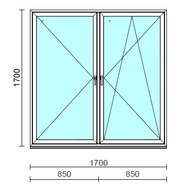 TO Ny-Bny ablak.  170x170 cm (Rendelhető méretek: szélesség 165-174 cm, magasság 165-174 cm.) Deluxe A85 profilból
