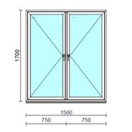 TO Ny-Ny ablak.  150x170 cm (Rendelhető méretek: szélesség 145-154 cm, magasság 165-174 cm.) Deluxe A85 profilból
