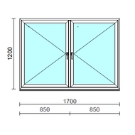 TO Ny-Ny ablak.  170x120 cm (Rendelhető méretek: szélesség 165-174 cm, magasság 115-124 cm.) Deluxe A85 profilból