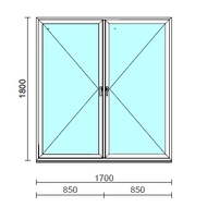 TO Ny-Ny ablak.  170x180 cm (Rendelhető méretek: szélesség 165-174 cm, magasság 175-184 cm.) Deluxe A85 profilból