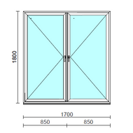 TO Ny-Ny ablak.  170x180 cm (Rendelhető méretek: szélesség 165-174 cm, magasság 175-184 cm.) Deluxe A85 profilból